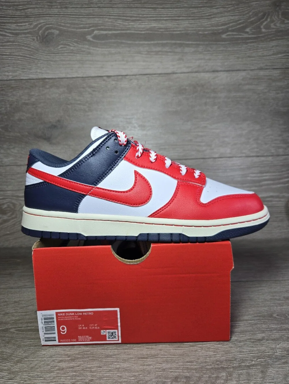Nike Dunk Low Boston Red Sox Sneakers White / Blue / Red Mens Size 9 Brand New